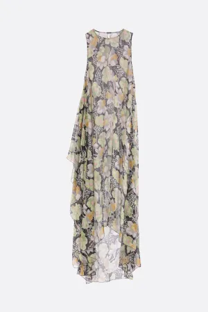 silk sleeveless dress with Daffodil print