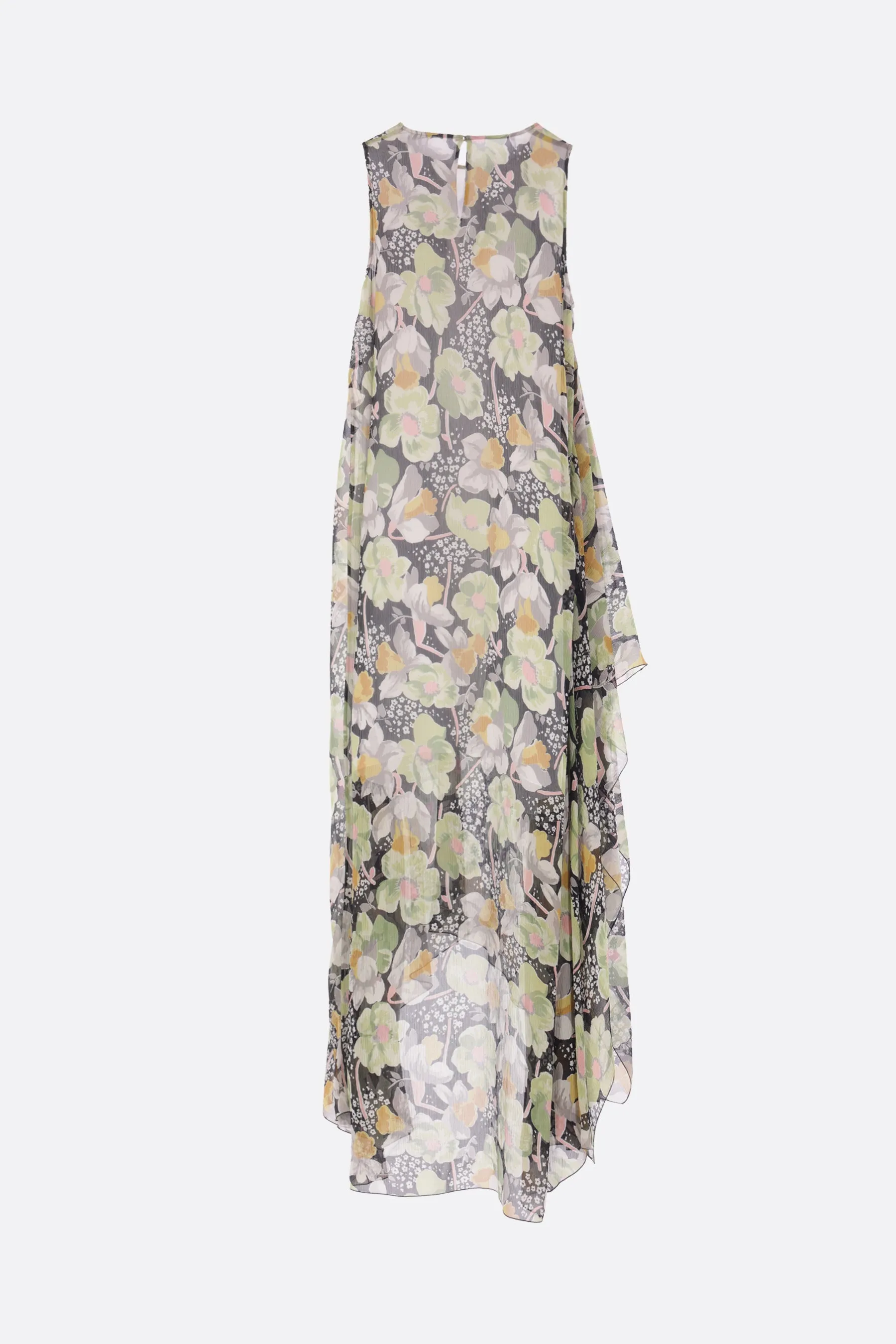 silk sleeveless dress with Daffodil print