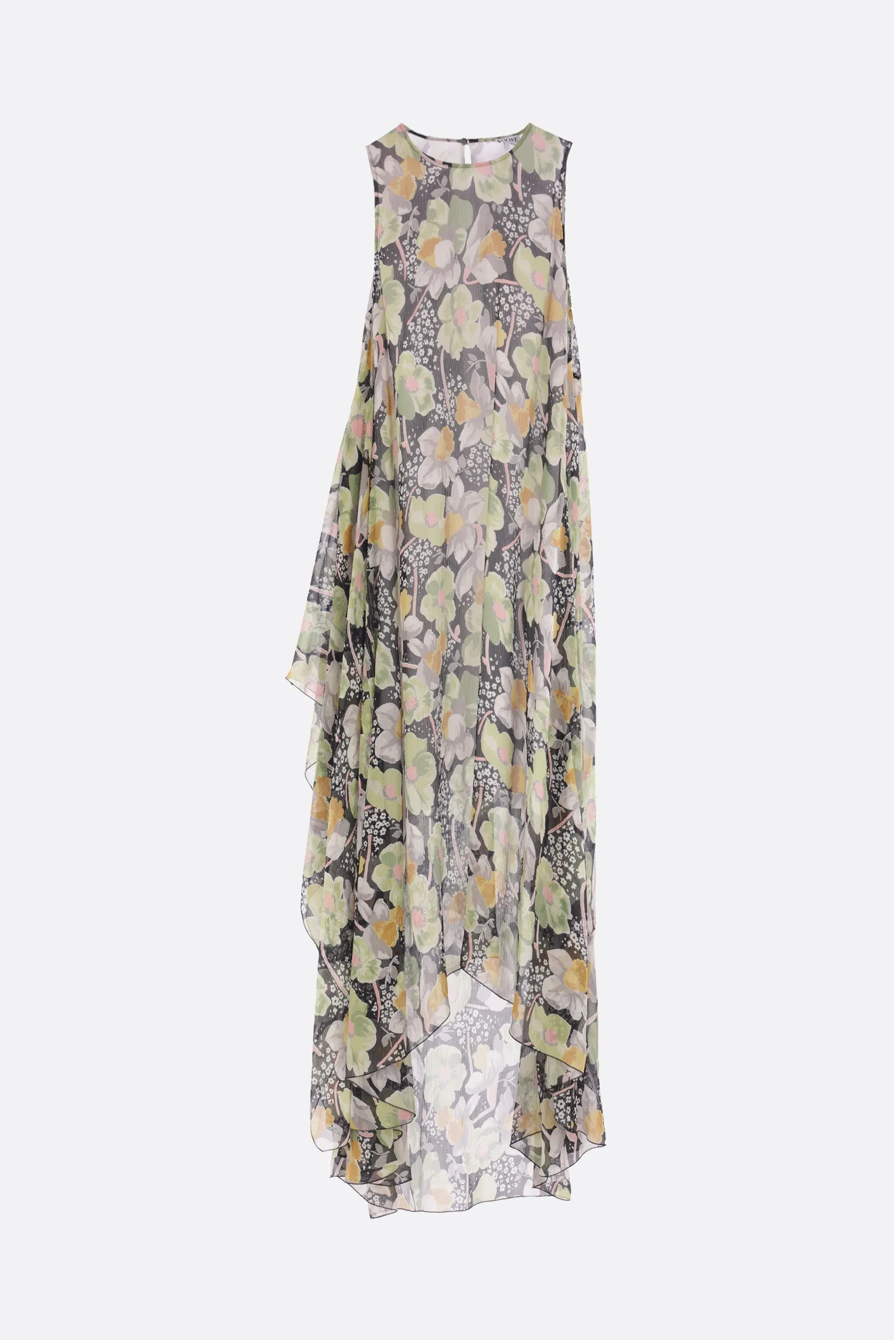 silk sleeveless dress with Daffodil print