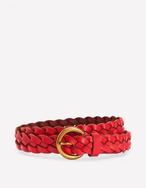 Skinny Plaited Belt-Post Box Red