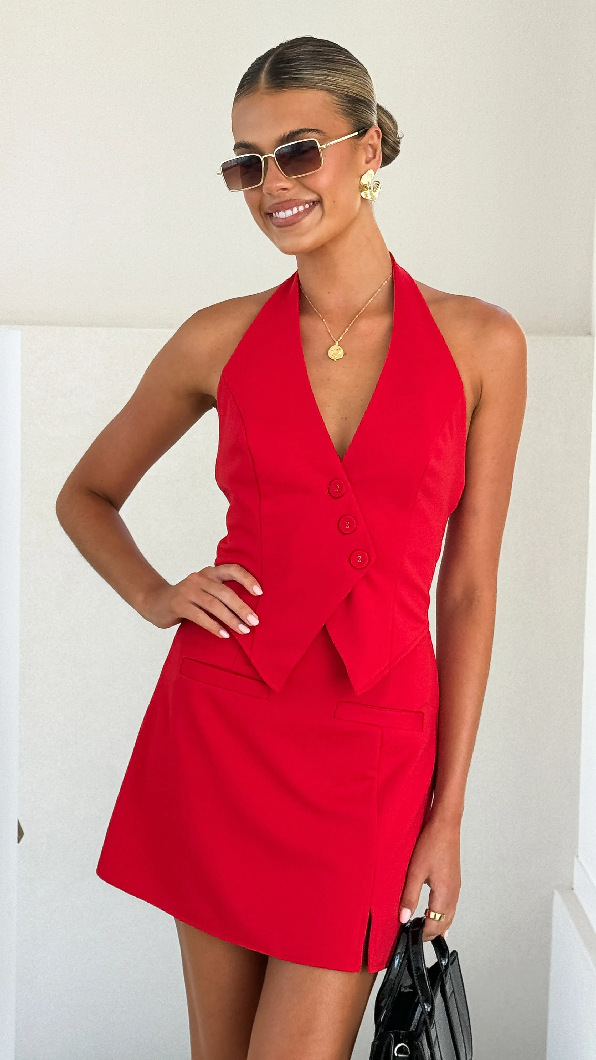 Thea Mini Skirt - Red