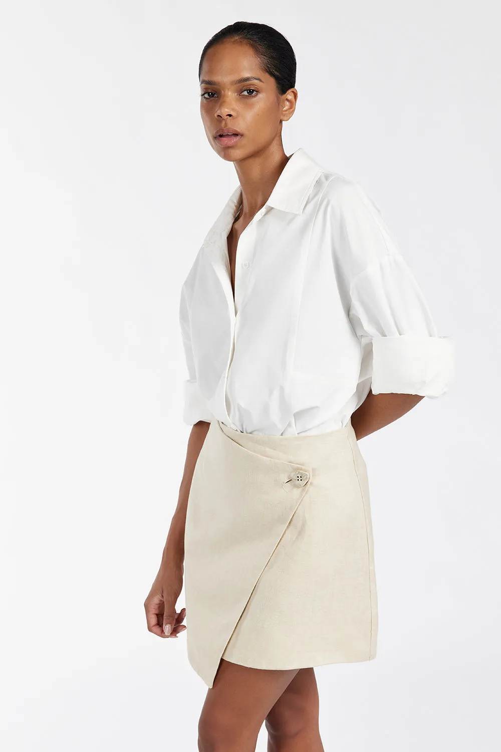 TOMMY SAND LINEN MINI SKIRT