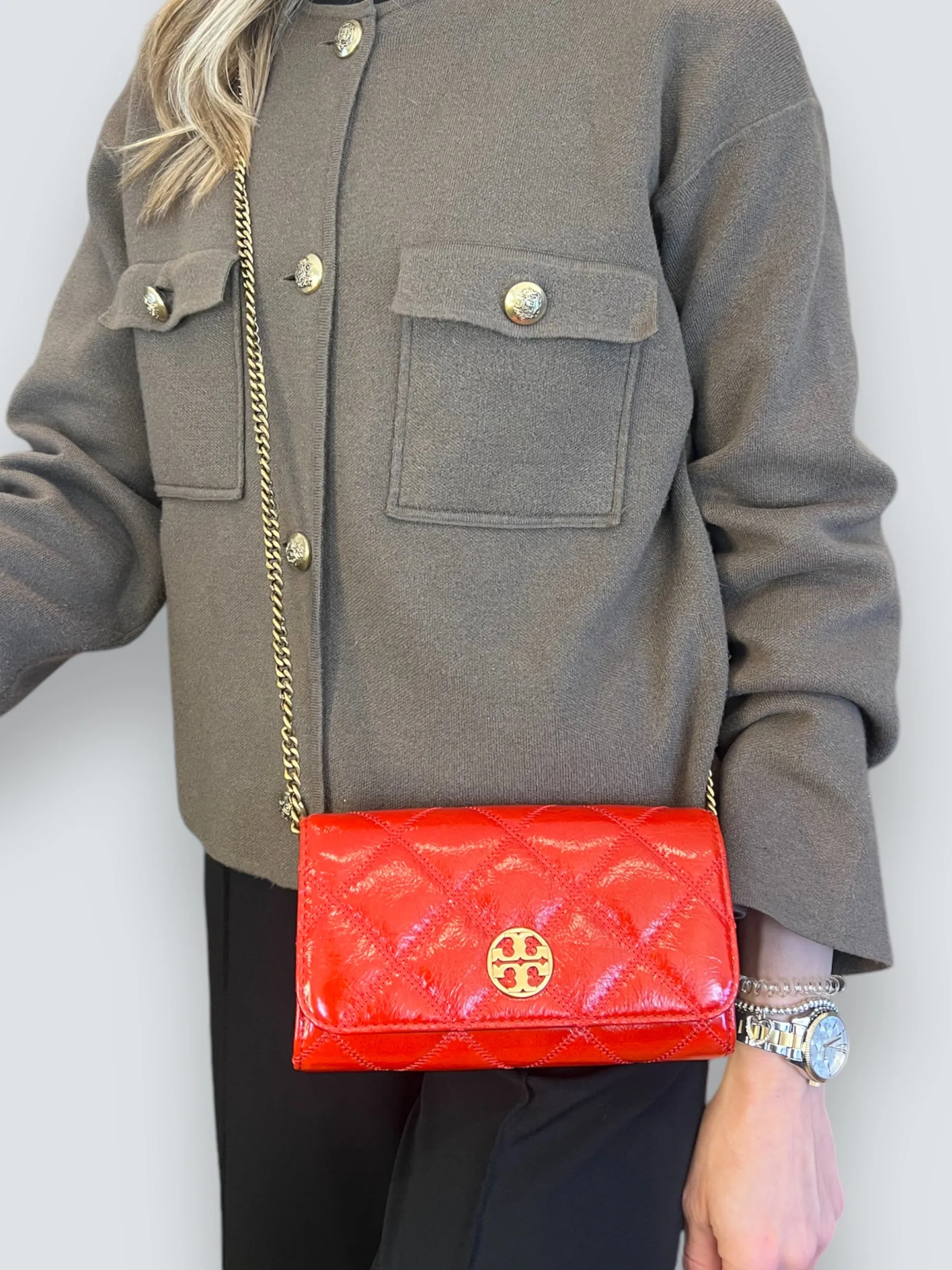 Tory Burch Red Patent Leather Mini Crossbody