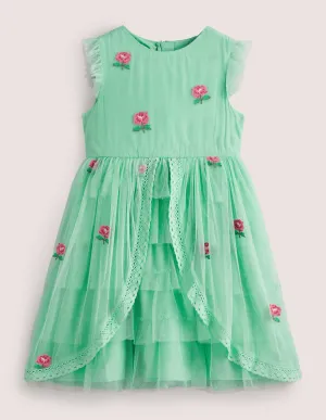 Tulle Embroidered Party Dress-Fountain Flowers