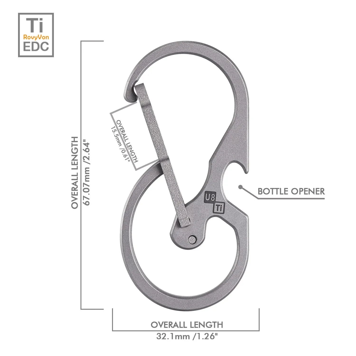 U8 Titanium Carabiner | Quick-release Keychain