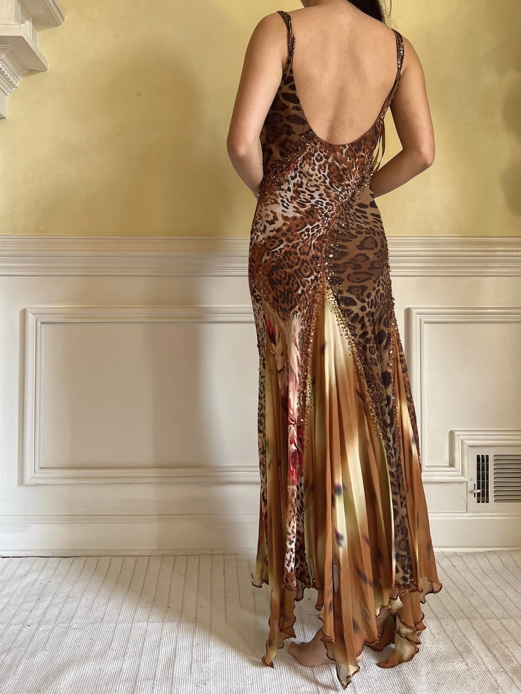 Vintage Silk Floral Chiffon Gown - S