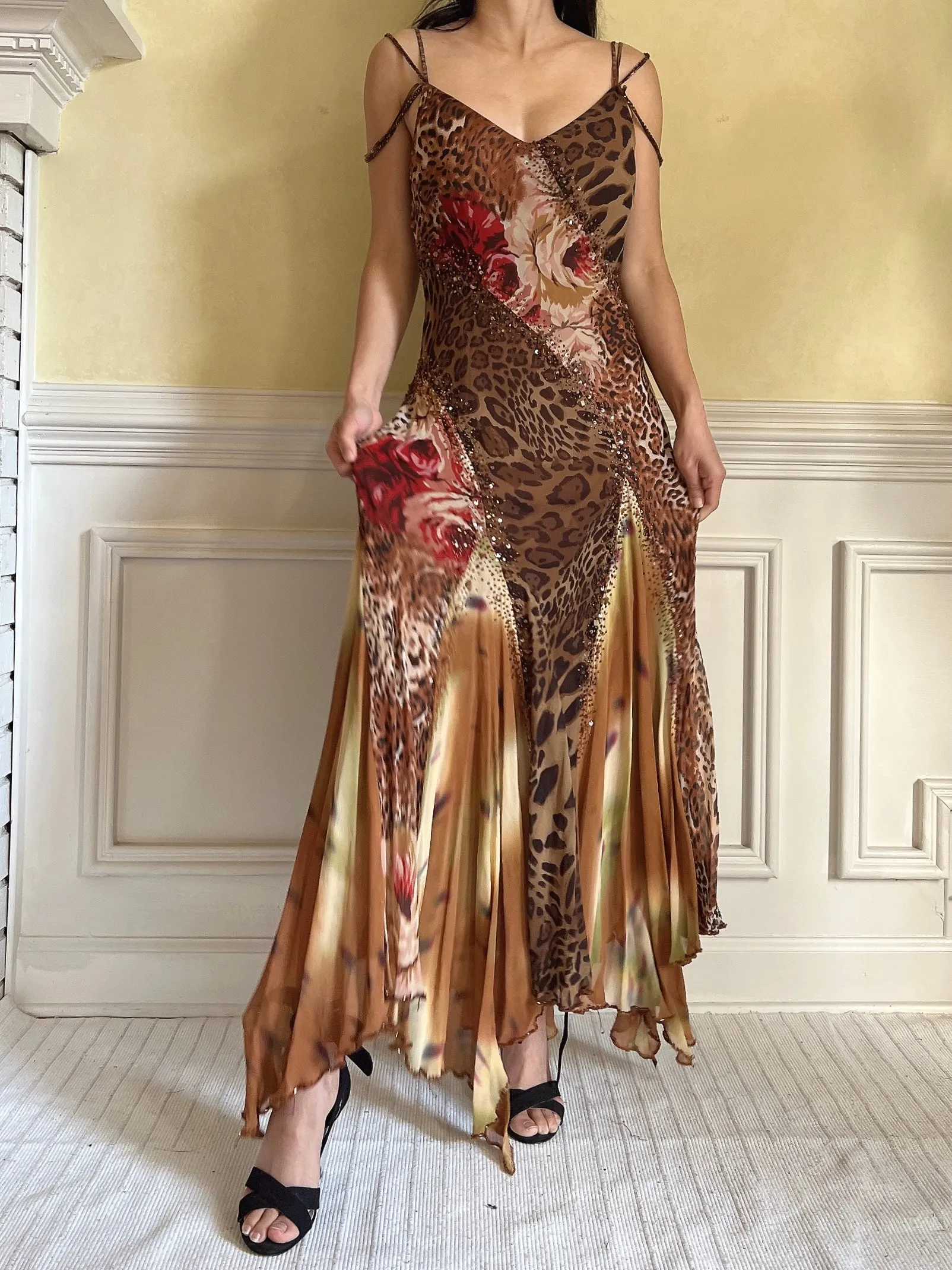 Vintage Silk Floral Chiffon Gown - S