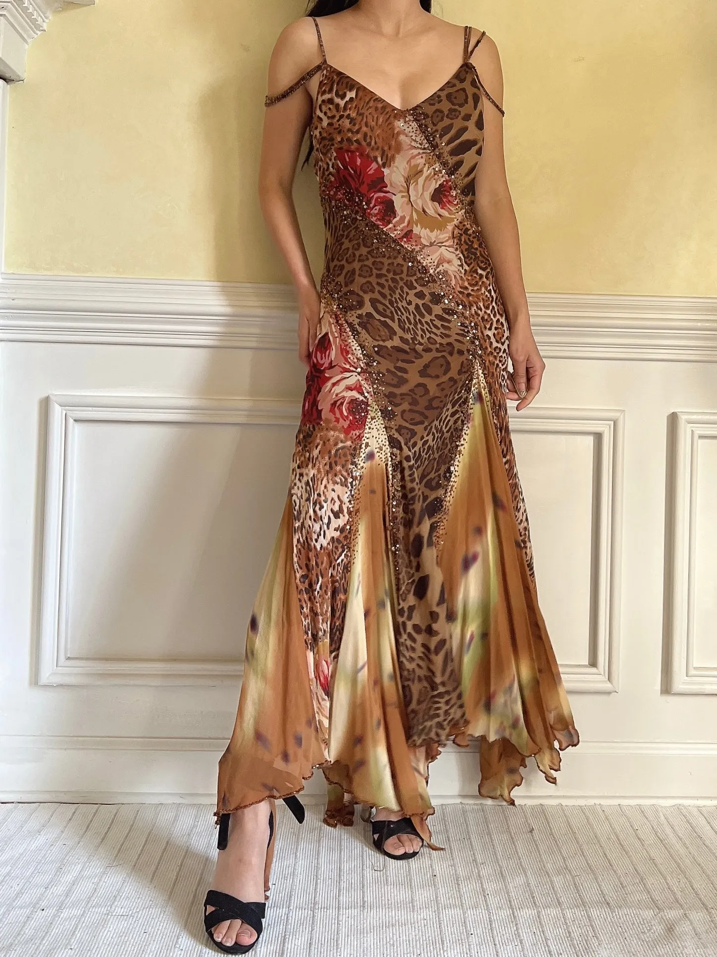 Vintage Silk Floral Chiffon Gown - S