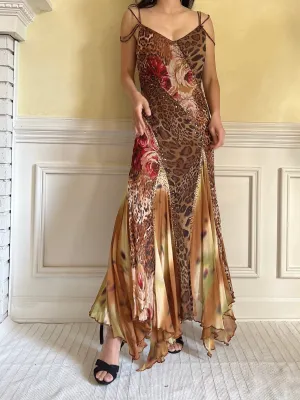 Vintage Silk Floral Chiffon Gown - S