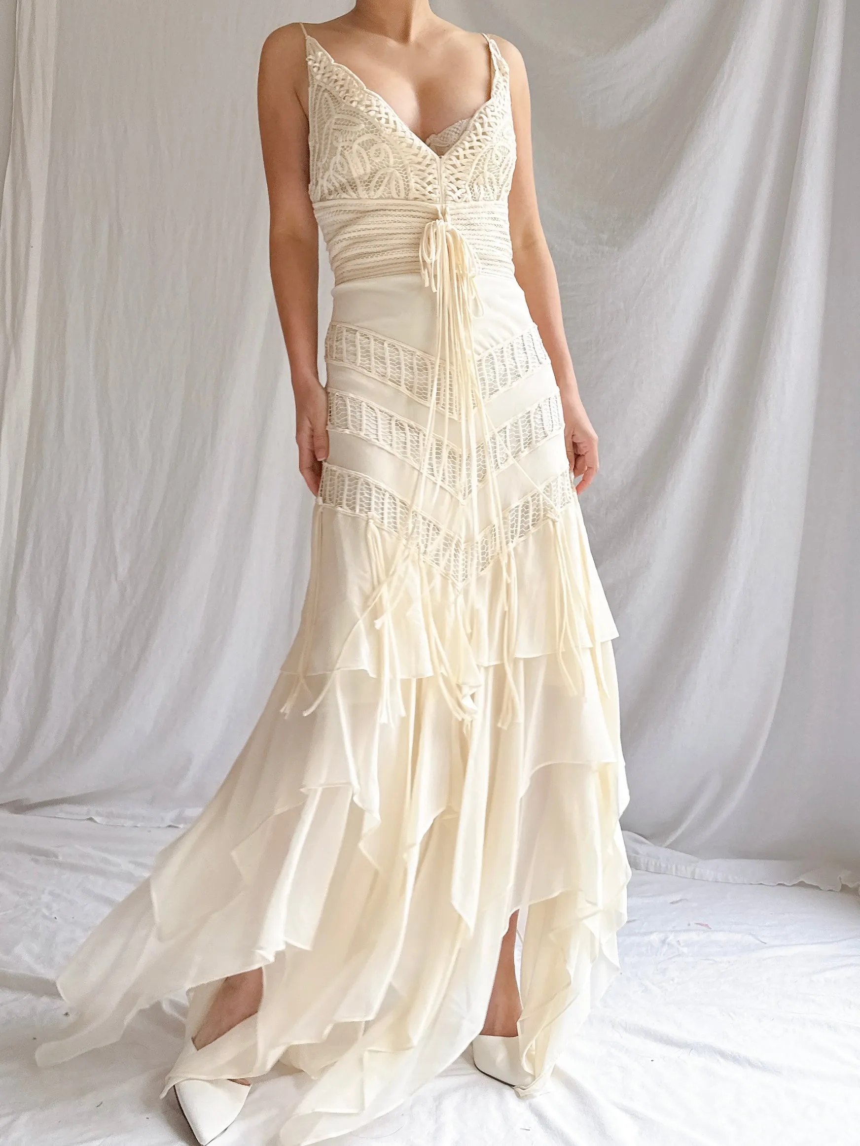 Vintage Silk Woven Handkerchief Gown - M/L