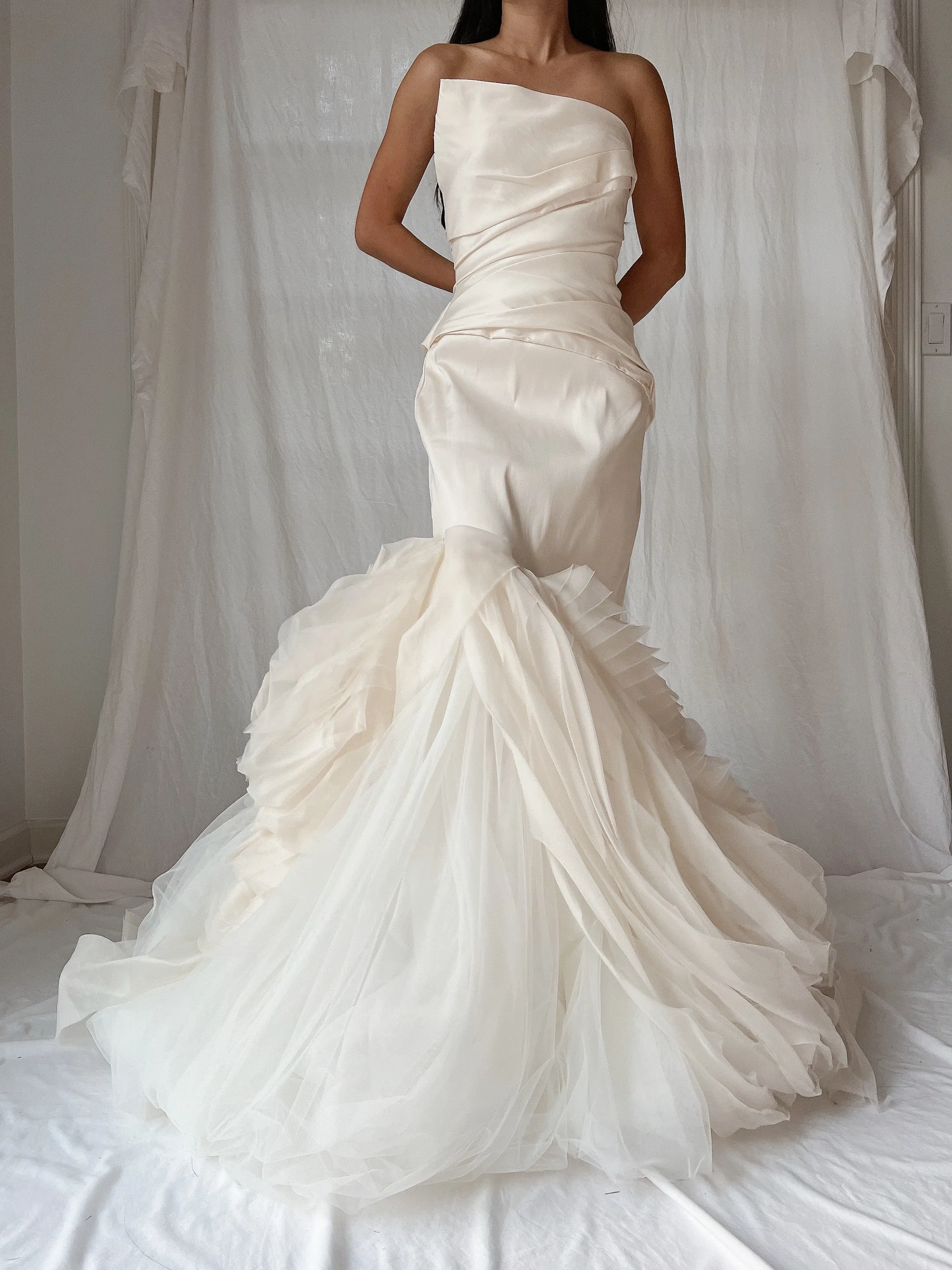 Vintage Vera Wang Dress with Asymmetrical Bodice - M