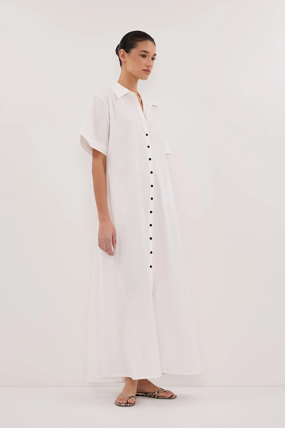 VIOLET WHITE SHIRT MIDI DRESS