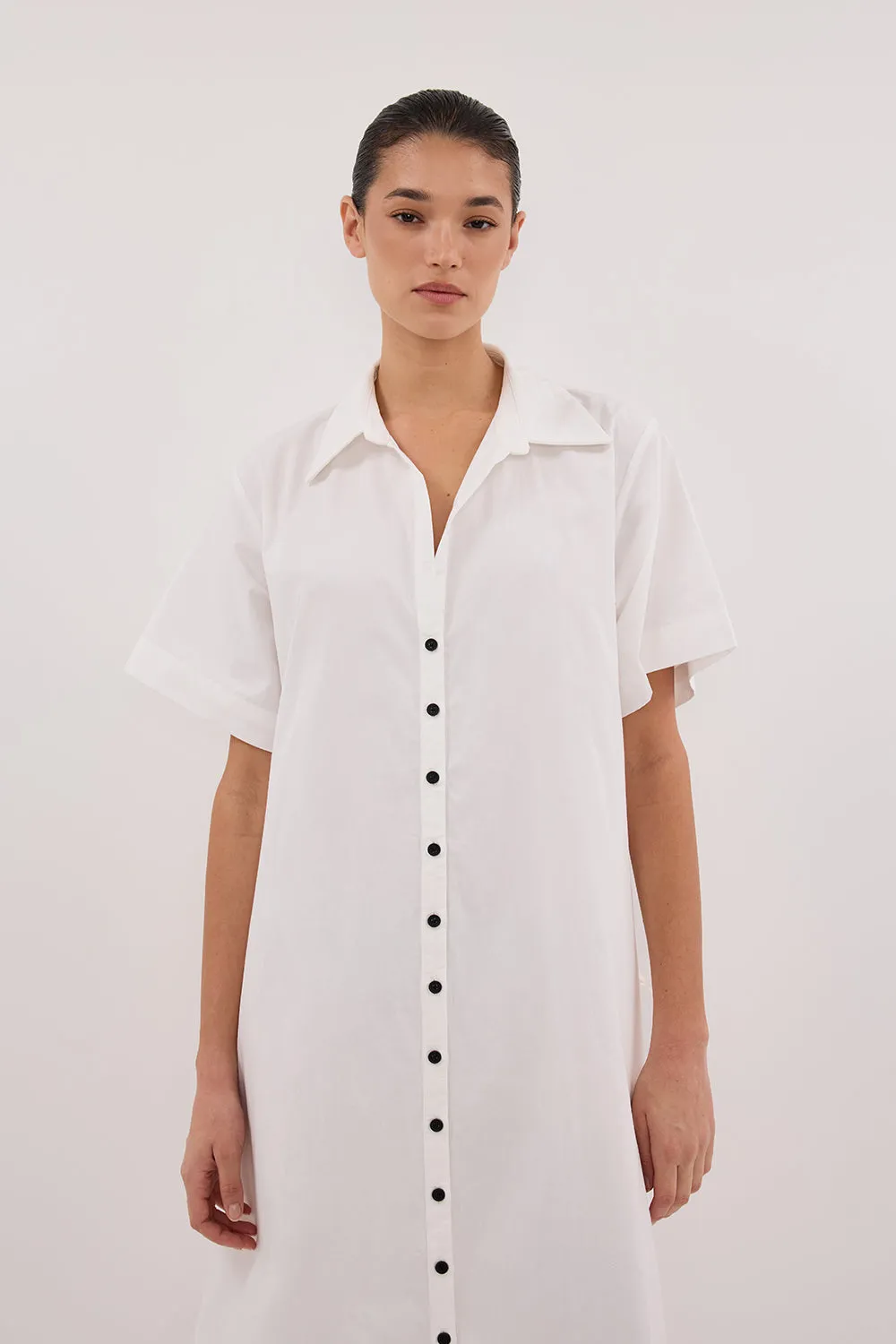 VIOLET WHITE SHIRT MIDI DRESS
