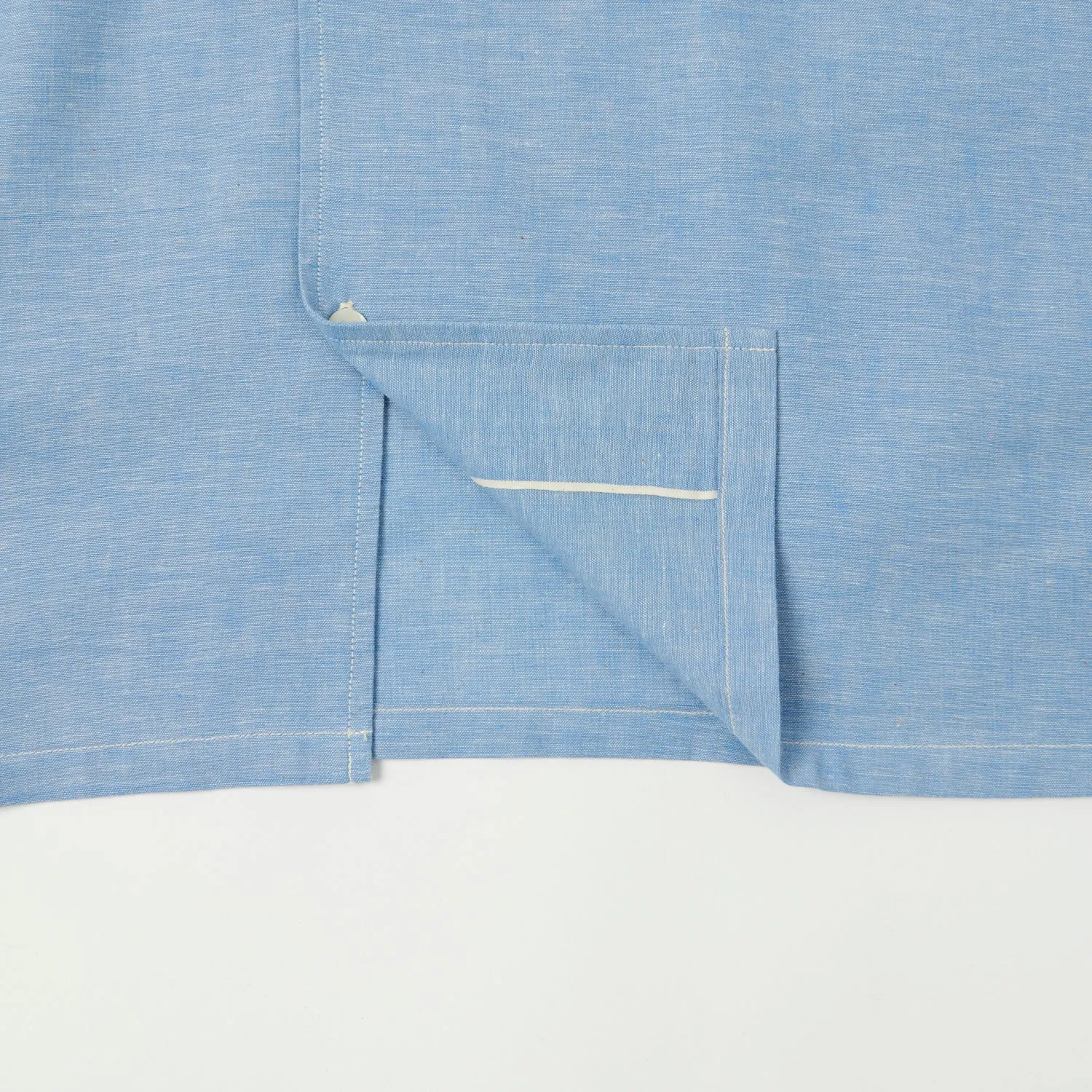 Warehouse & Co 3091 S/S Open Collar Shirt - Cheese Chambray Sax