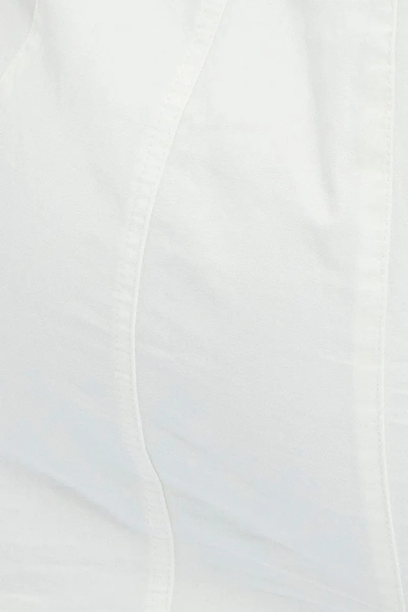 White Mini Dress Sleeveless Square Neck Cargo Utility