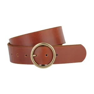 Wide Basic Brass Ring Leather Belt