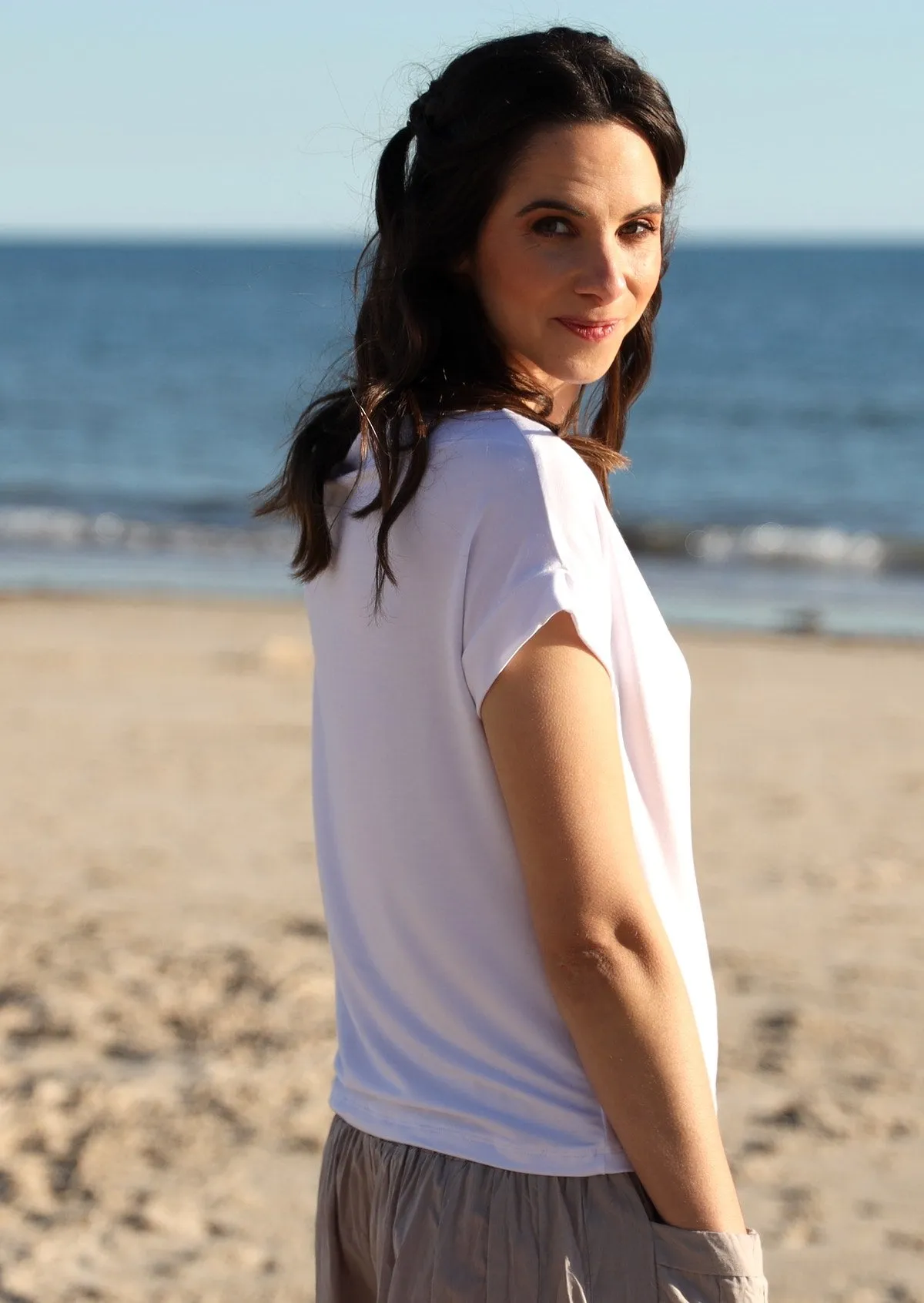 Wide Neck Mod Top White