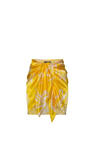 Yellow Sandy Satin Mini Cover Up Skirt